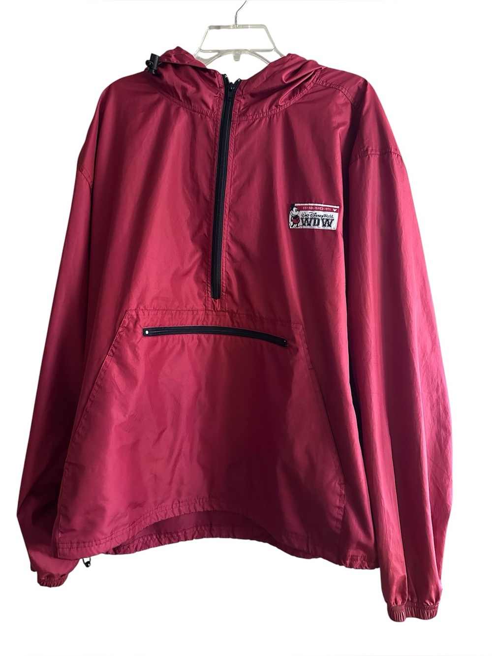 Walt Disney World · Red Y2K Windbreaker with pocket and WDW Logo Patch (XXL)